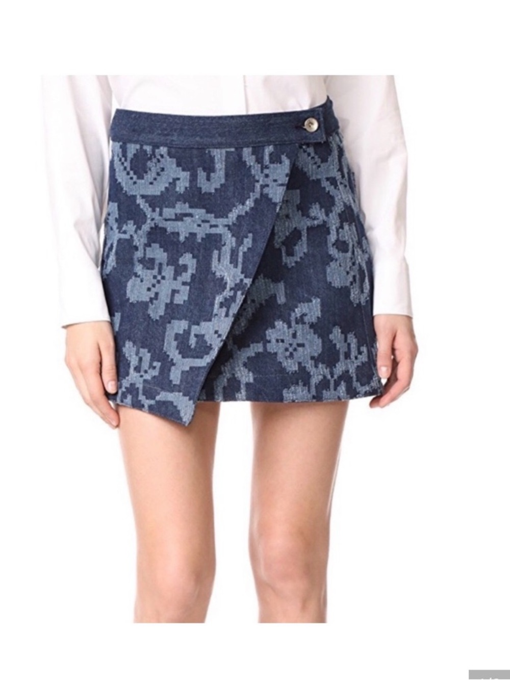 rag & bone Navy Floral Jacquard Wrap Mini Skirt